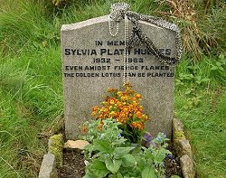 Sylvia Plath's grave in nearby Heptonstall. Photo copyright Yvonne Hewett